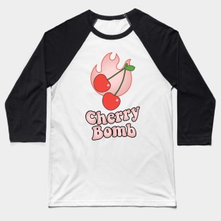 Cherry Bomb and Light Peach Blush Flaming Design Baseball T-Shirt